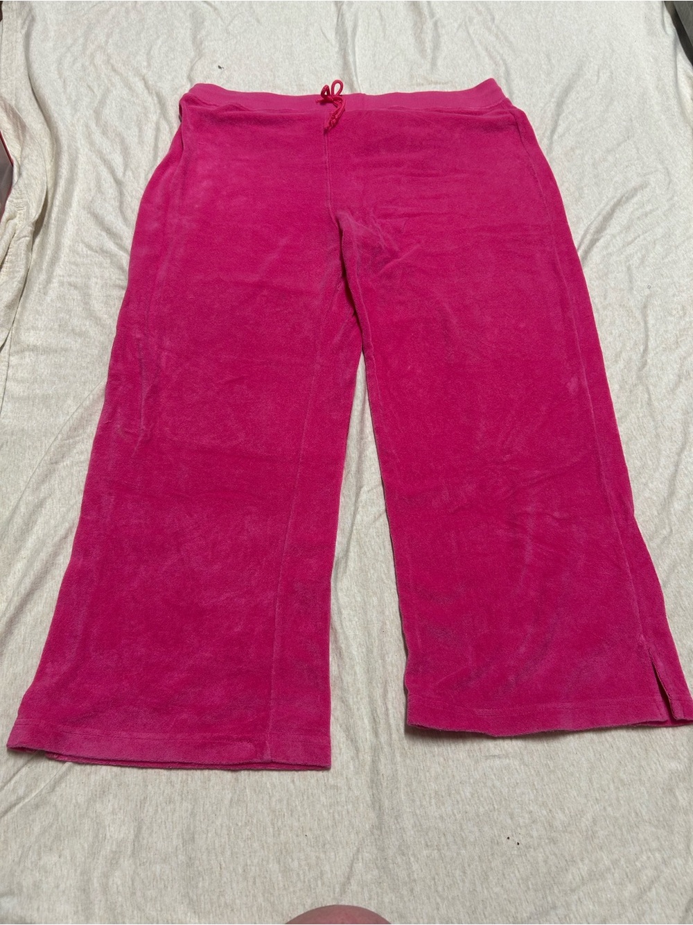 Vintage Y2K White Label Lilly Pulitzer Hot Pink Terry Velour Crop Capri Pants